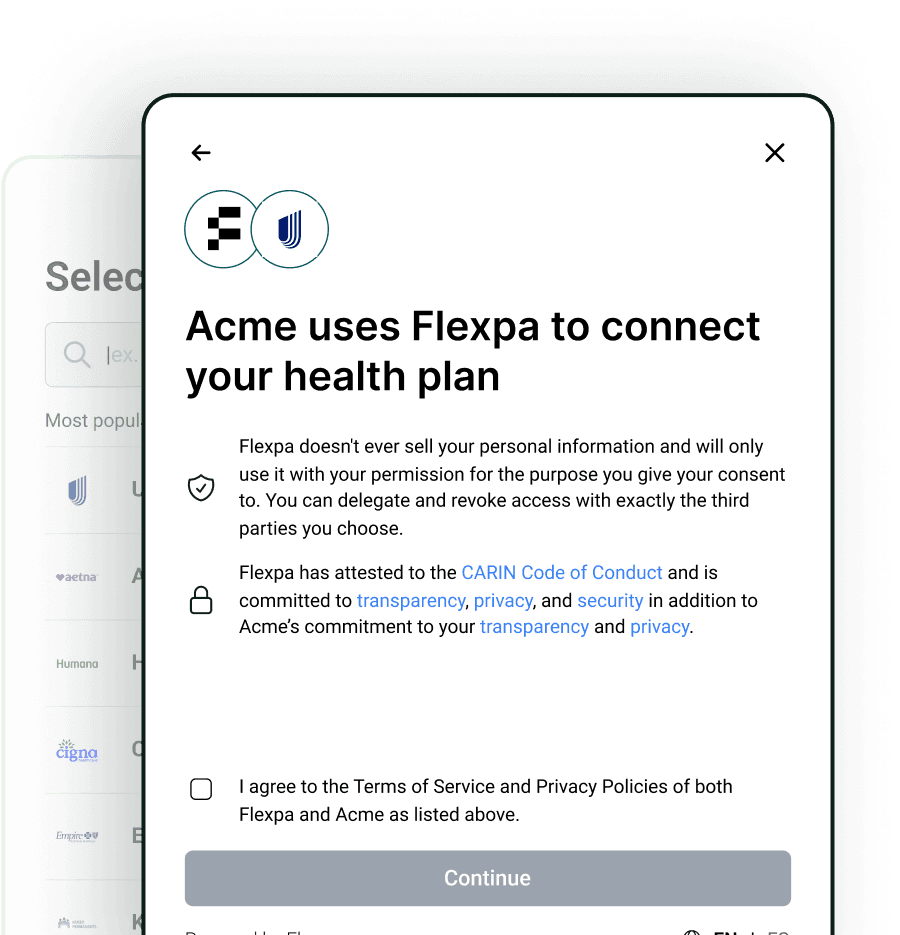 An illustration of Flexpa's consent process