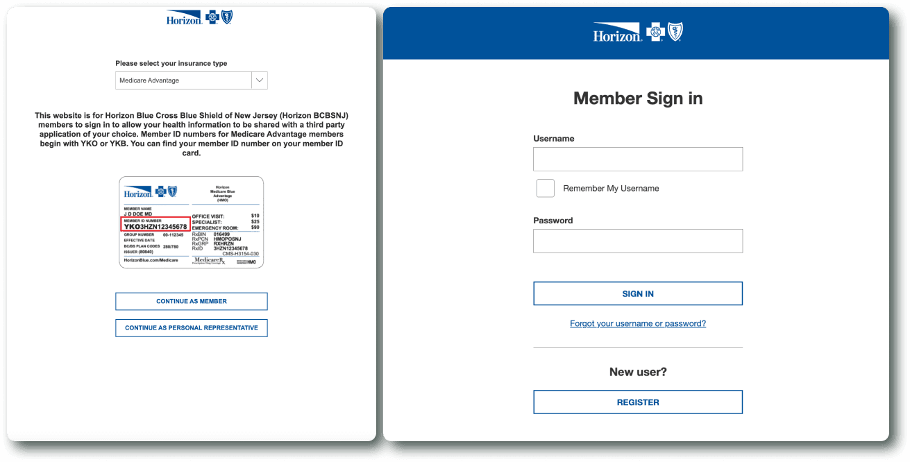 Flexpa Link Horizon login modal (MA)