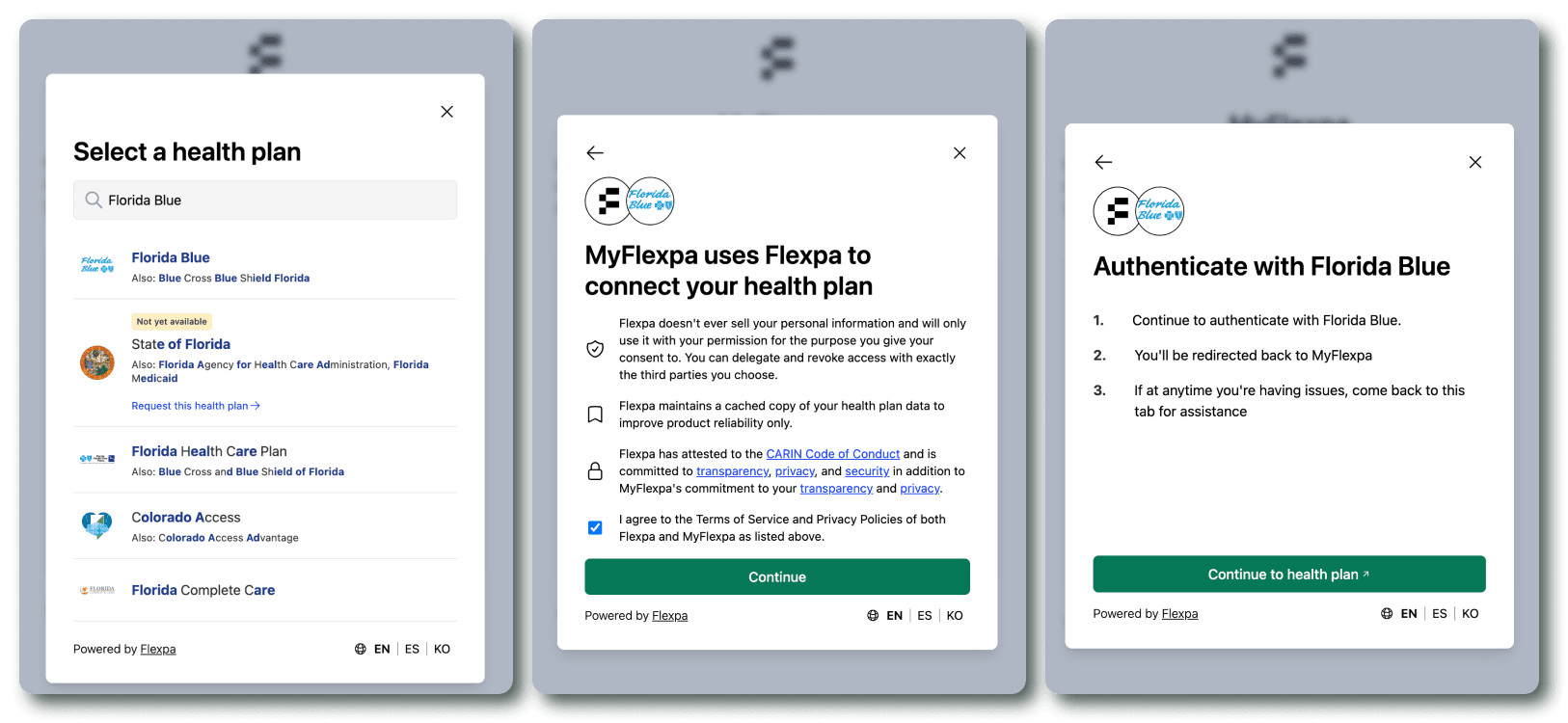 Flexpa Link FloridaBlue search modals